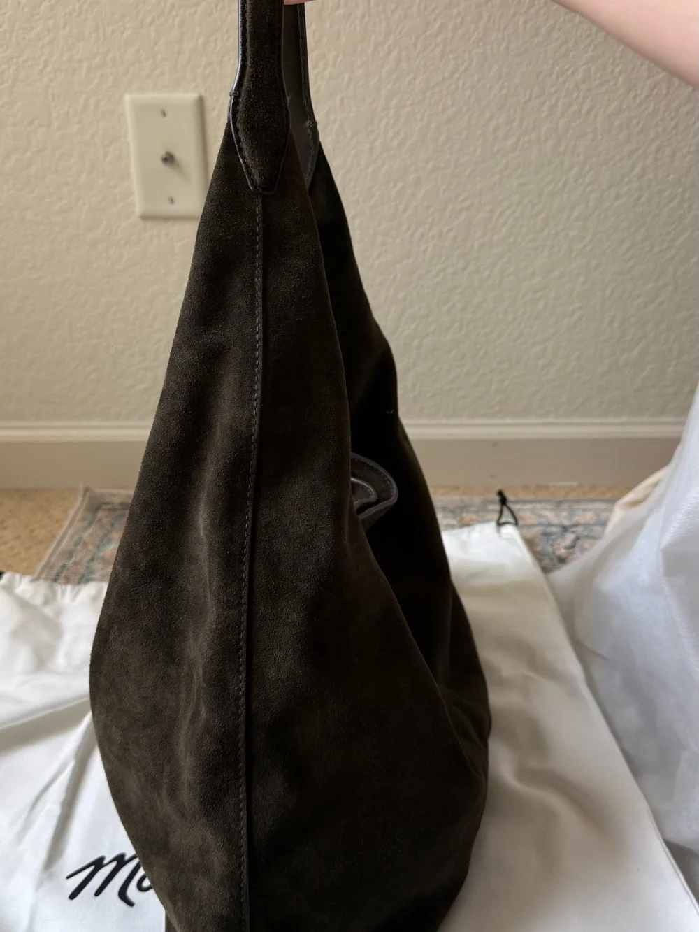 Madewell Slouchy Large Green Suede Hobo Leather Tote - Picture 4 of 9